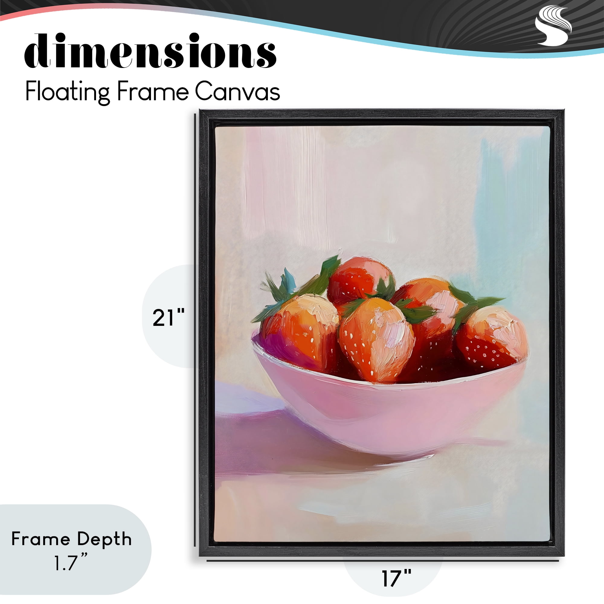 Stupell Industries Pastel Bowl of Strawberries Black Framed Floater Canvas Wall Art, design by The Prints Vibe