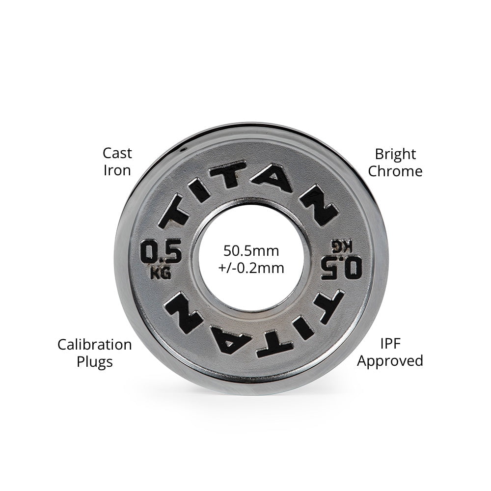 Titan Fitness .5 KG Olympic Calibrated Steel Powerlifting Plates, Machine Precision Steel Discs, Sold in Pair