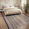 thumbnail image 3 of ODIKA 8'x10' Beige Mocha Vertical Striped Geometric Washable Area Rug Contemporary Dotted Columns Non-Slip Chair-Friendly Mat for Dining Room, Large Office, Lounge, 3 of 7