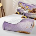 thumbnail image 4 of jejeloiu Lavender Flower Highland Cow Twin Quilt Set Kids,Dreamy Farm Print Twin Coverlet Set,2-Piece, 4 of 7