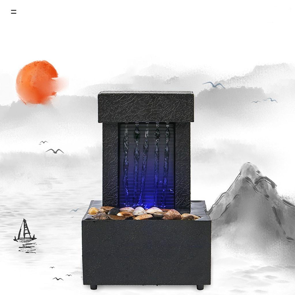 Desktop Waterfall Fountain Water Sound USB/AA Battery LED Light Water