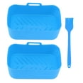 thumbnail image 1 of 2 cestas de silicona antiadherentes para freidora, resistentes a altas temperaturas, con cepillo para Ninja DZ201 Foodi 8QT, color azul, 1 of 14