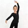 thumbnail image 6 of MKOSPLRT Long Sleeve Ballet Leotard Tops for Girl Crewneck Mesh Hollow Out Dance Shirts Unitard Gymnastics Outfits Black 11-12 Years, 6 of 7