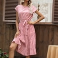 thumbnail image 1 of SMihono Robe d'Été Grande Taille pour Femmes 2023 Mode Imprimé à Pois Manches Courtes Col Rond Robe Décontractée, 1 of 7