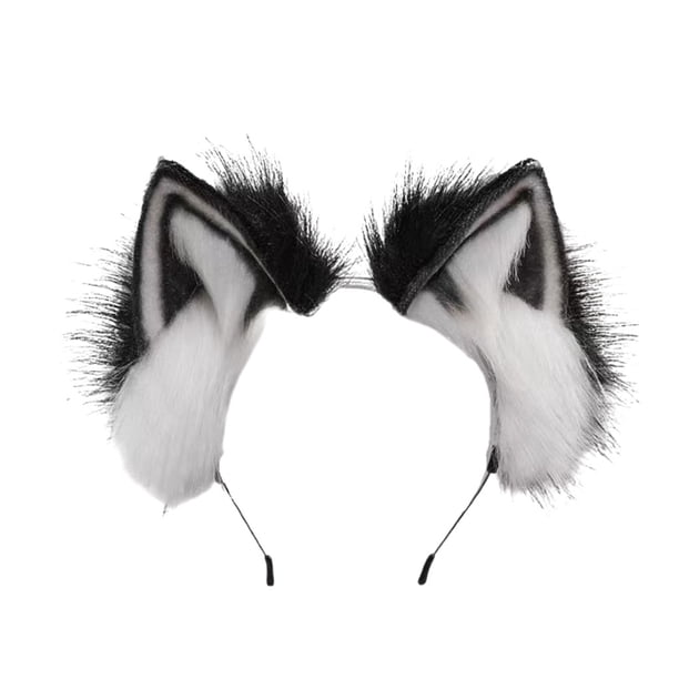 Minnieouse Aro de pelo de animal, artesanía exquisita, amplia aplicación, no tóxico, dura todo el día, diadema con orejas, orejas Disfraces de disfraces En blanco y negro