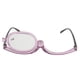 thumbnail image 3 of Gafas de maquillaje de una sola lente abatibles hacia abajo marco púrpura transparente gafas cosméticas de aumento giratorio +2,00, 3 of 5