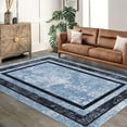thumbnail image 5 of Geetinfly 2*6FT Area Rugs 1150Gsm 100% Polyester Rug 350Gsm Velvet Weight Pearl Velvet Washed Back Folding Simulation Printed Carpet Xm-Modern-Fang Cun Joy Blue tint, 5 of 8
