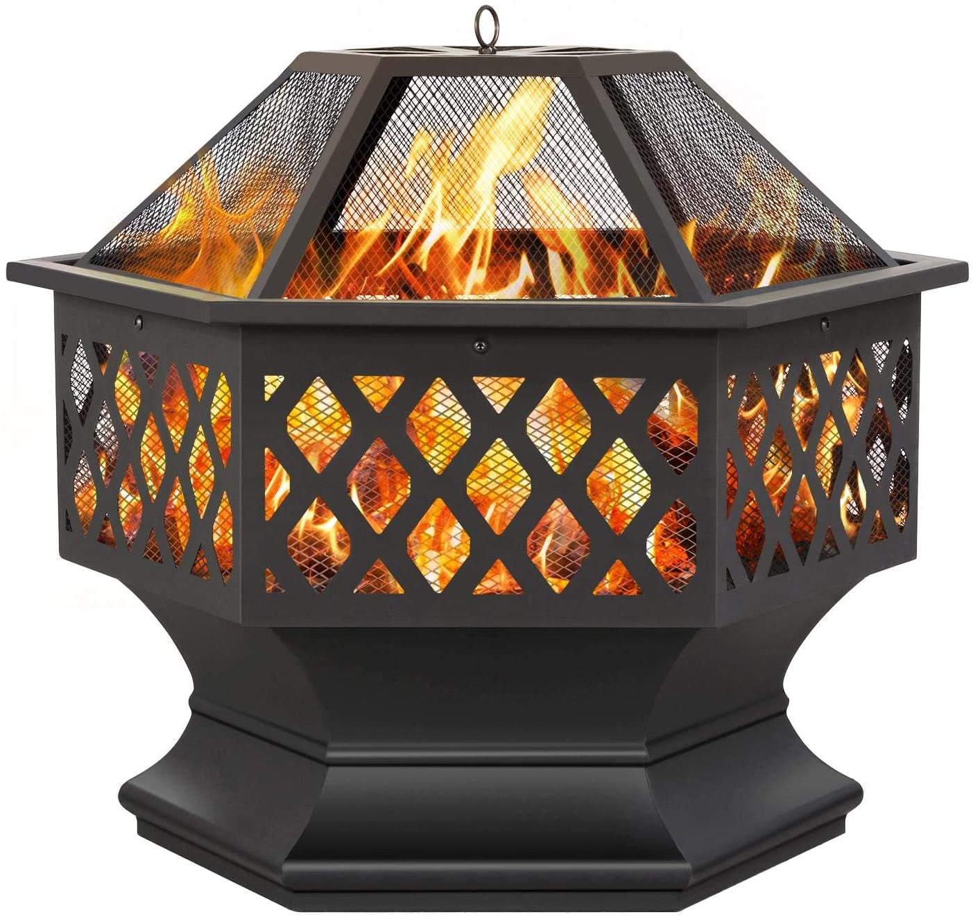 Barton 24" Outdoor Hex Shaped Patio Fire Pit Bowl Firepit Fireplace