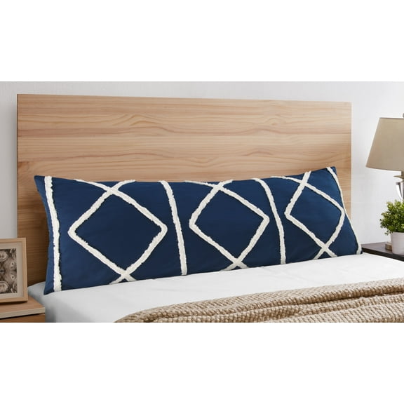 Sweet Jojo Designs Boho Fringe Blue Ivory Body Pillow Cover Case 54x20 (Pillow Not Included)