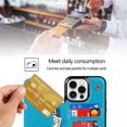thumbnail image 3 of Phone Case Design for iPhone 16 Pro Flip Folio Wallet Case with Credit Card Holder Slot PU Leather Cases Durable Kickstand Protective Cover for Women Men Girls 6.3 inch Blue, 3 of 6