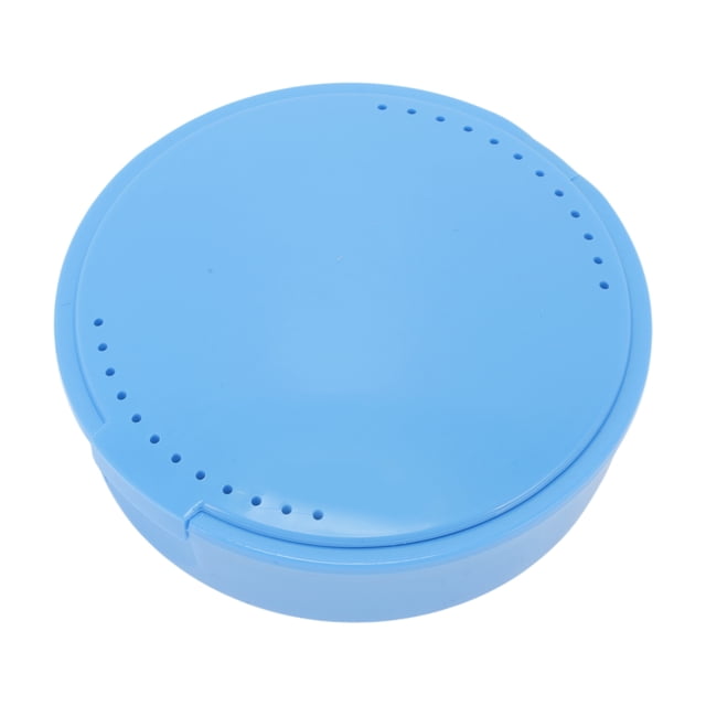 Unique Bargains 1 Pce Boîte de Rangement pour Appareils Dentaires avec Miroir Rond Bleu
