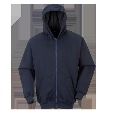 Portwest UFR81 5XL Flame Resistant Zippered Front Hooded Sweatshirt, Navy -