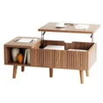 thumbnail image 6 of Pusnapku 37" Lift Top Coffee Table, Wood Fluted Rectangle Dining Table with Hidden Compartment, Open Cubby, Center Desk for Home Office, Living Room, 6 of 9