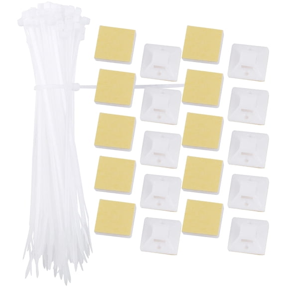 BESTYASH Self-Adhesive White Cable Tie Mounts with High Holders for Secure Fixing and Organization