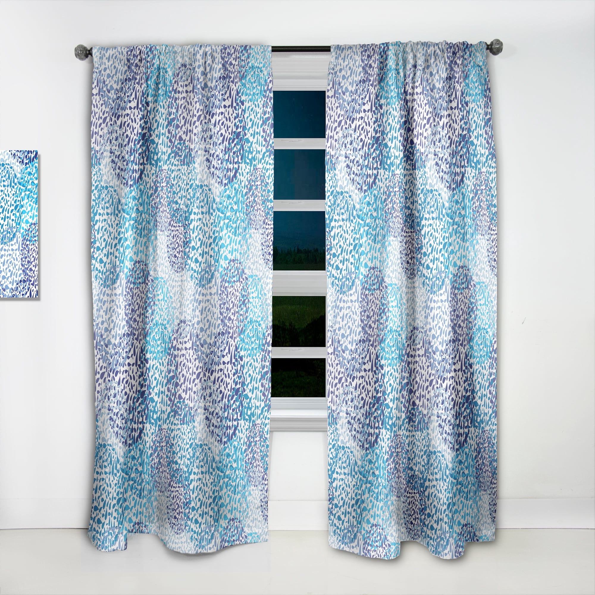 Designart 'Blue Sea Motif Pattern' Nautical & Coastal Curtain Panel