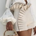 thumbnail image 4 of Usmixi Summer Shorts for Women Cute Ruffler Trim High Waist Solid Short Pants Plus Size Lightweight Comfy Straight Shorts Beige s, 4 of 7