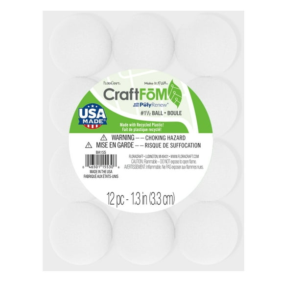 FloraCraft CraftFoM Balls, 1-1/2 in, 12/Pkg.