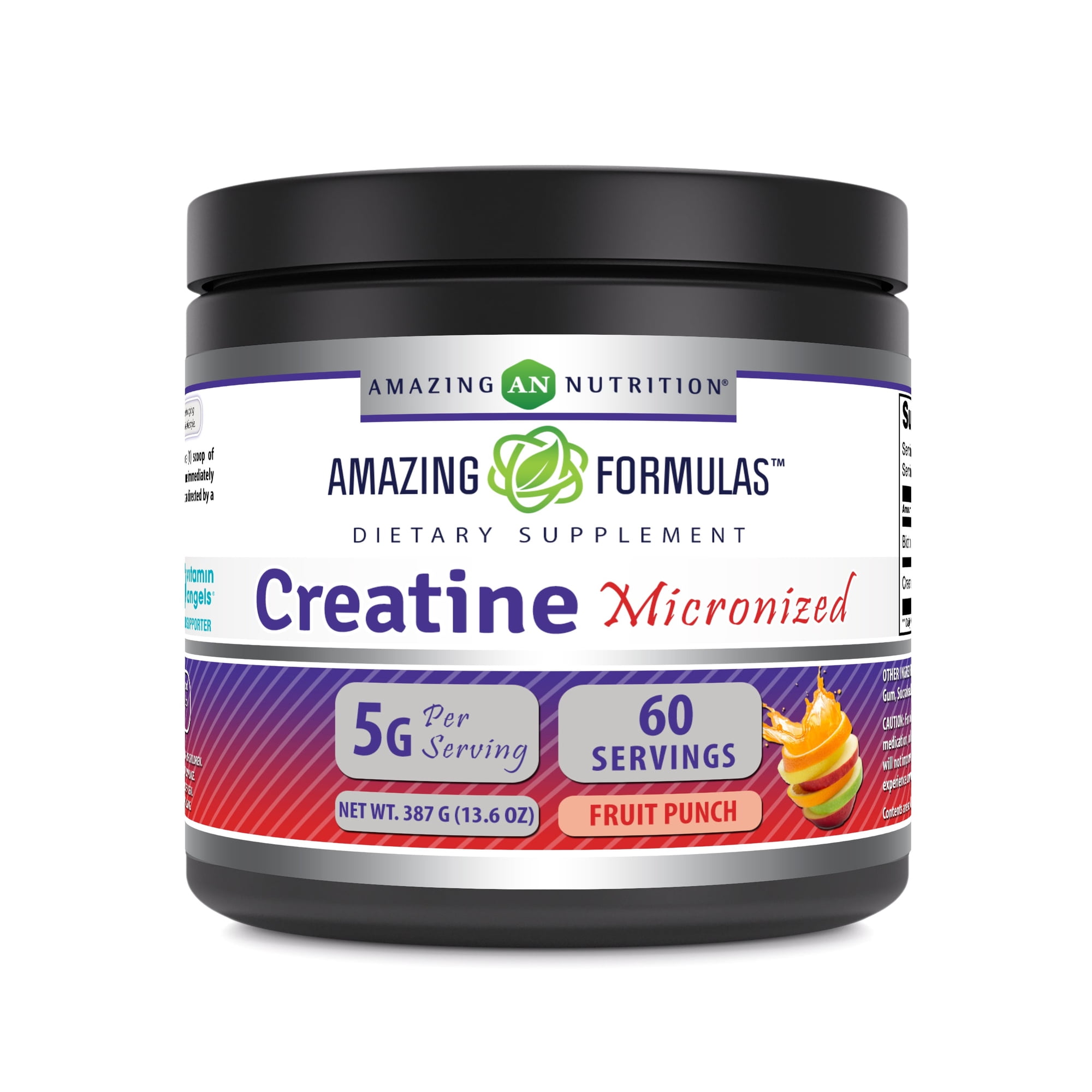 Amazing Formulas Micronized Creatine Monohydrate 5000mg Per Serving Fruit Punch Powder 13.6oz (387 Grams) Supplement | 60 Servings | Improve Strength, Performance, and Muscle Growth
