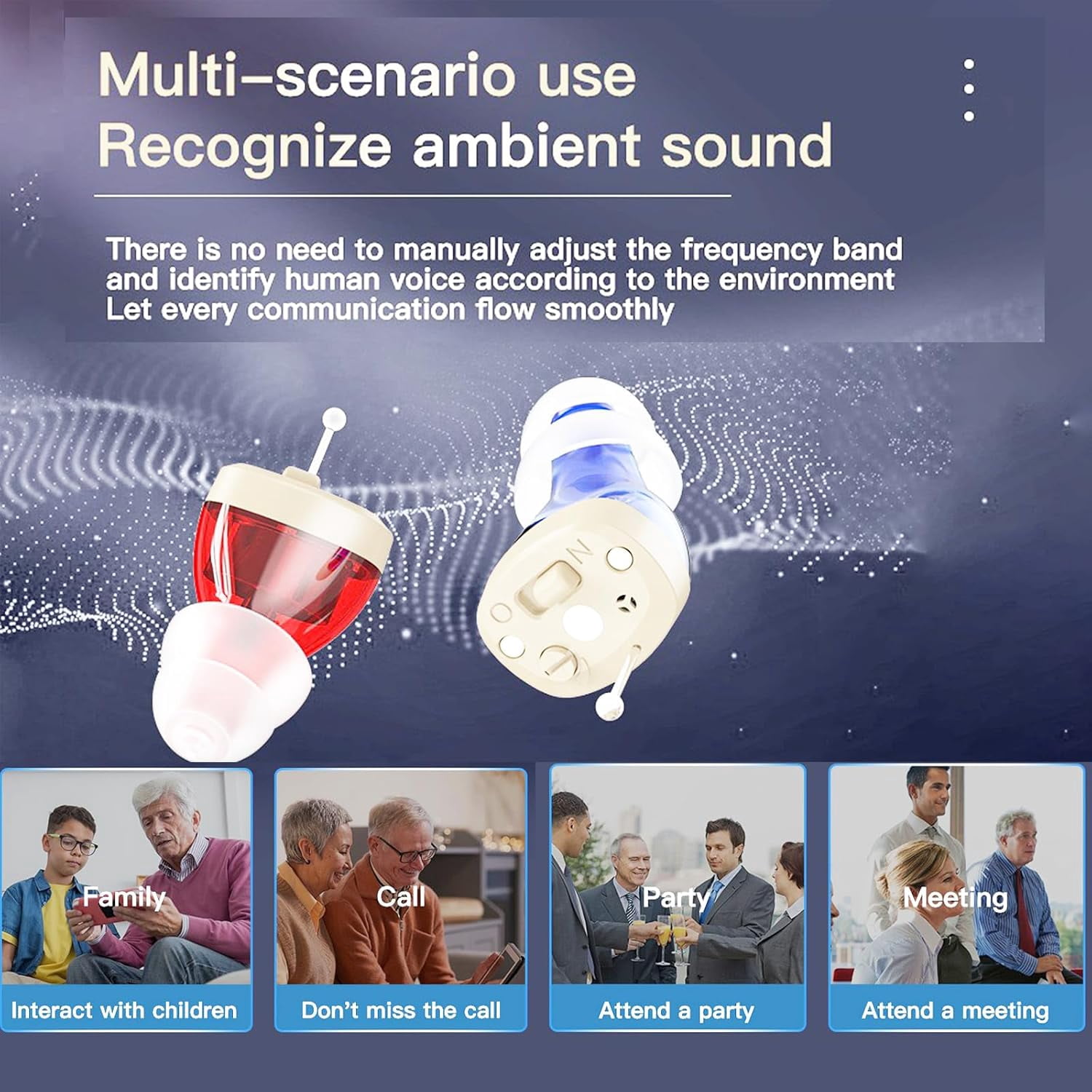 SUWU Hearing Aids, Digital Rechargeable OTC Hearing Aids for Seniors with Charging Case, Invisible Hearing Amplifier with Noise Reduction (White)
