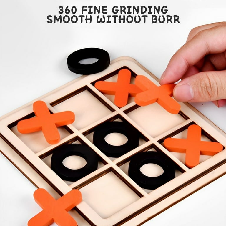 Wooden Noughts and Crosses Game Tic Tac Toe Board Games Educational Toy  Kids Adults Classic for Families Travel Perfect Backyard Entertainment 