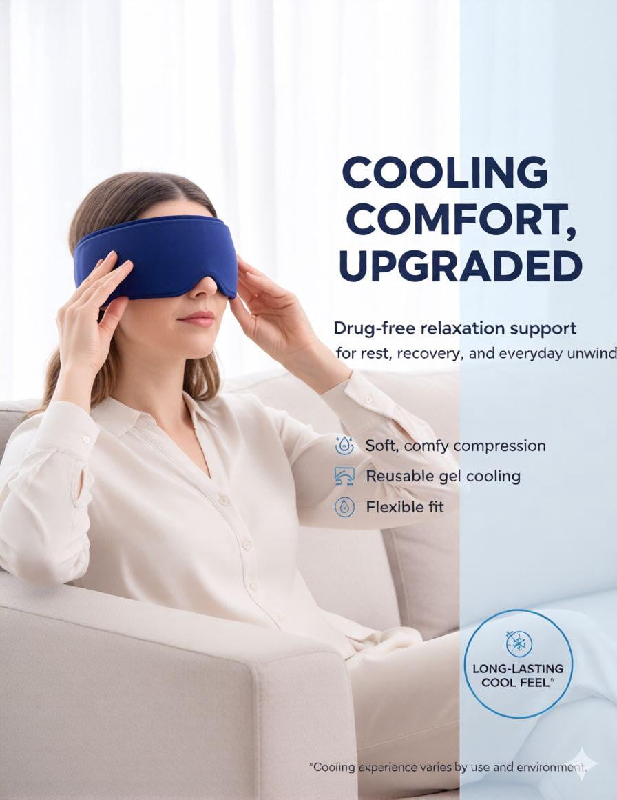 FACEMOON Large Cooling Eye Mask, Soft Thick Gel, Flexible, Reusable, Puffy Eyes Dark Circles Relief, Pink