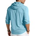 thumbnail image 5 of Hearthz Linen Hooded T Shirts for Man Button Down Long Sleeve Hoodie Men Drawstring Lightweight Beach Mens Sweatshirt Sky Blue XXXL, 5 of 10