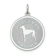 925 Sterling Silver Doberman Pinscher Disc Charm Necklace Pendant Animal Dog