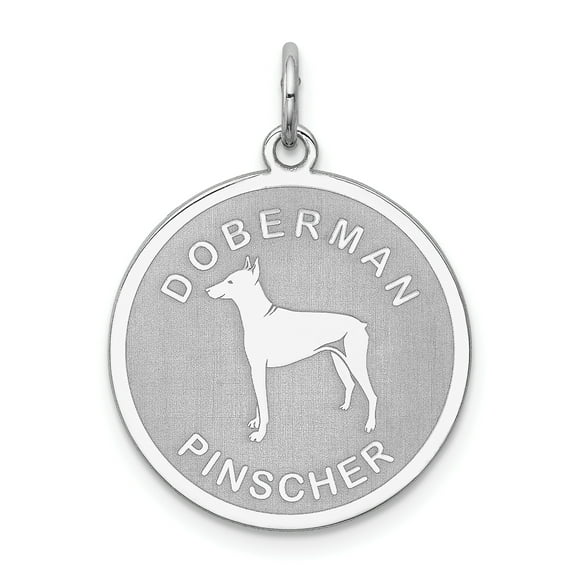 925 Sterling Silver Doberman Pinscher Disc Necklace Charm Pendant Animal Dog