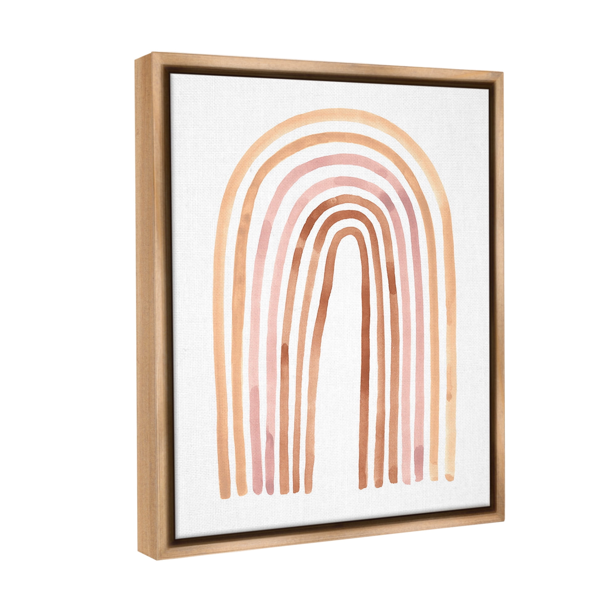 Stupell Industries Asymmetrical Rainbow Arch Landscape Painting Brown Floater Framed Canvas Art Print Wall Art, 25 x 31