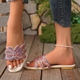 thumbnail image 5 of HomeDM Women's Flat Sandals Sparkly Rhinestone Dressy Square Open Toe Comfortable Slide Sandals Summer Slip On Beach Sandals Size 9, 5 of 9