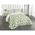 thumbnail image 3 of Ambesonne Cactus Quilted Bedspread Set 3 Pcs, Tropical Foliage Motif, Queen Size, Green Reseda Green, 3 of 5