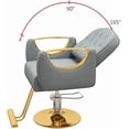 thumbnail image 4 of Silla Sillón Para Barbería Estética Cuero Y Acero Inoxidable - Gris Dorado, 4 of 4