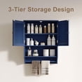 thumbnail image 5 of Bathroom Wall Cabinet with Towels Bar, 23.6" L x7.9 W x27.5 H MDF Material Medicine Cabinet, 2 Doors Over The Toilet Space Saver Storage Cabinet with Large Space, Navy Blue, 5 of 15