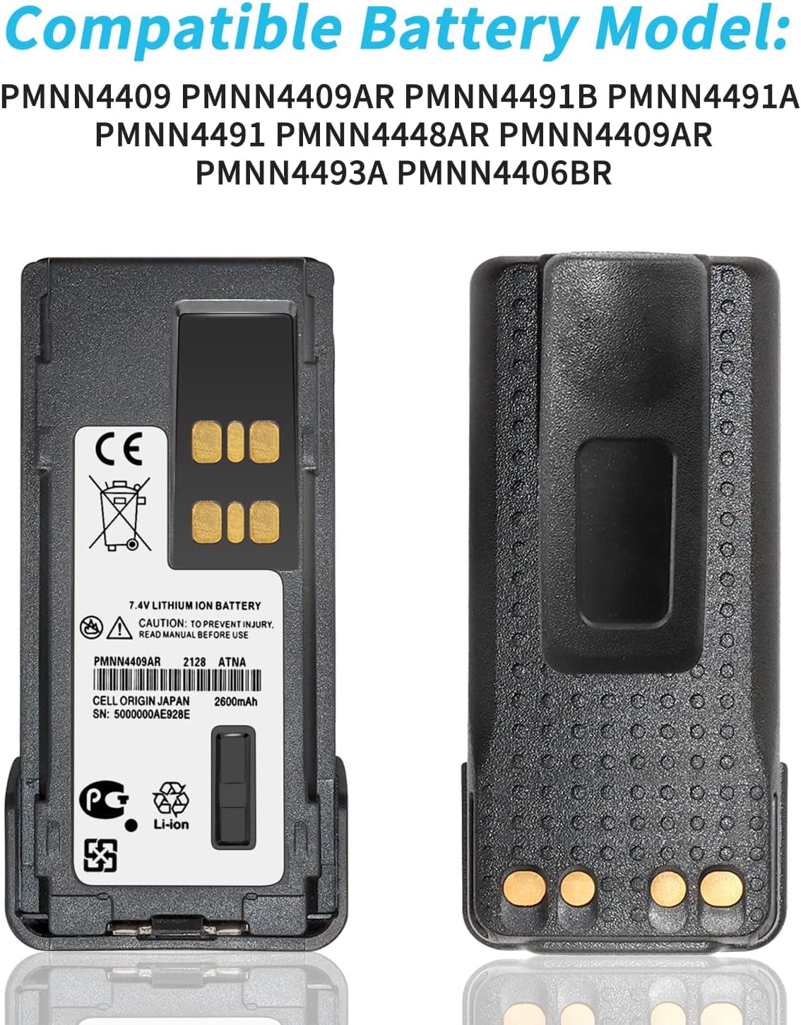 2PCS 7.4V 3000mAh PMNN4409 PMNN4409AR Battery Replacement for Motorola MotoTRBO XPR7550 XPR7550e XPR7580 XPR7580e MotoTRBO Radi AAH56RDN9KA1AN AAH56RDN9WA1AN Battery