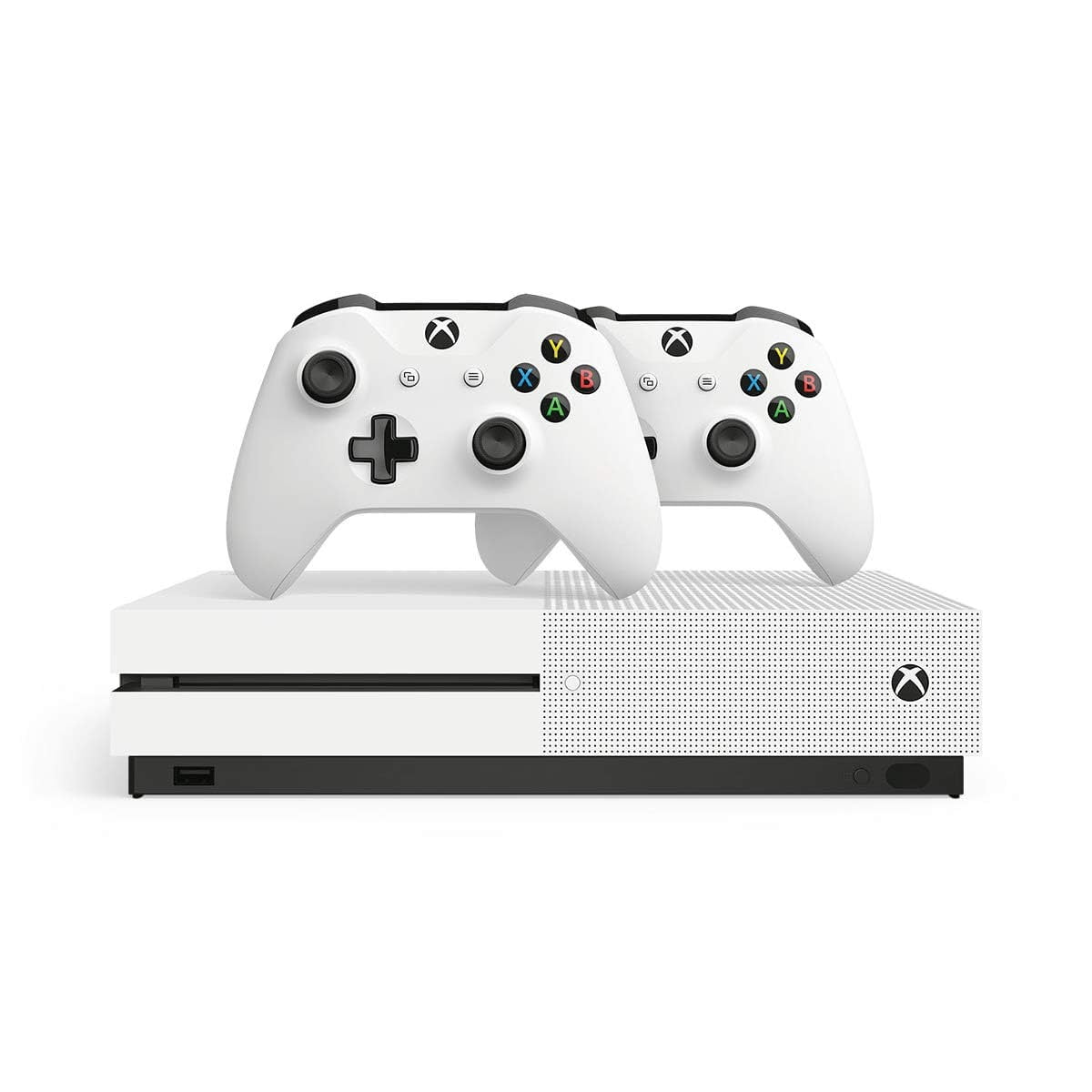 Microsoft. Xbox One S, Console, 1TB with 2 Controllers, 4K Ultra HD, White, 3