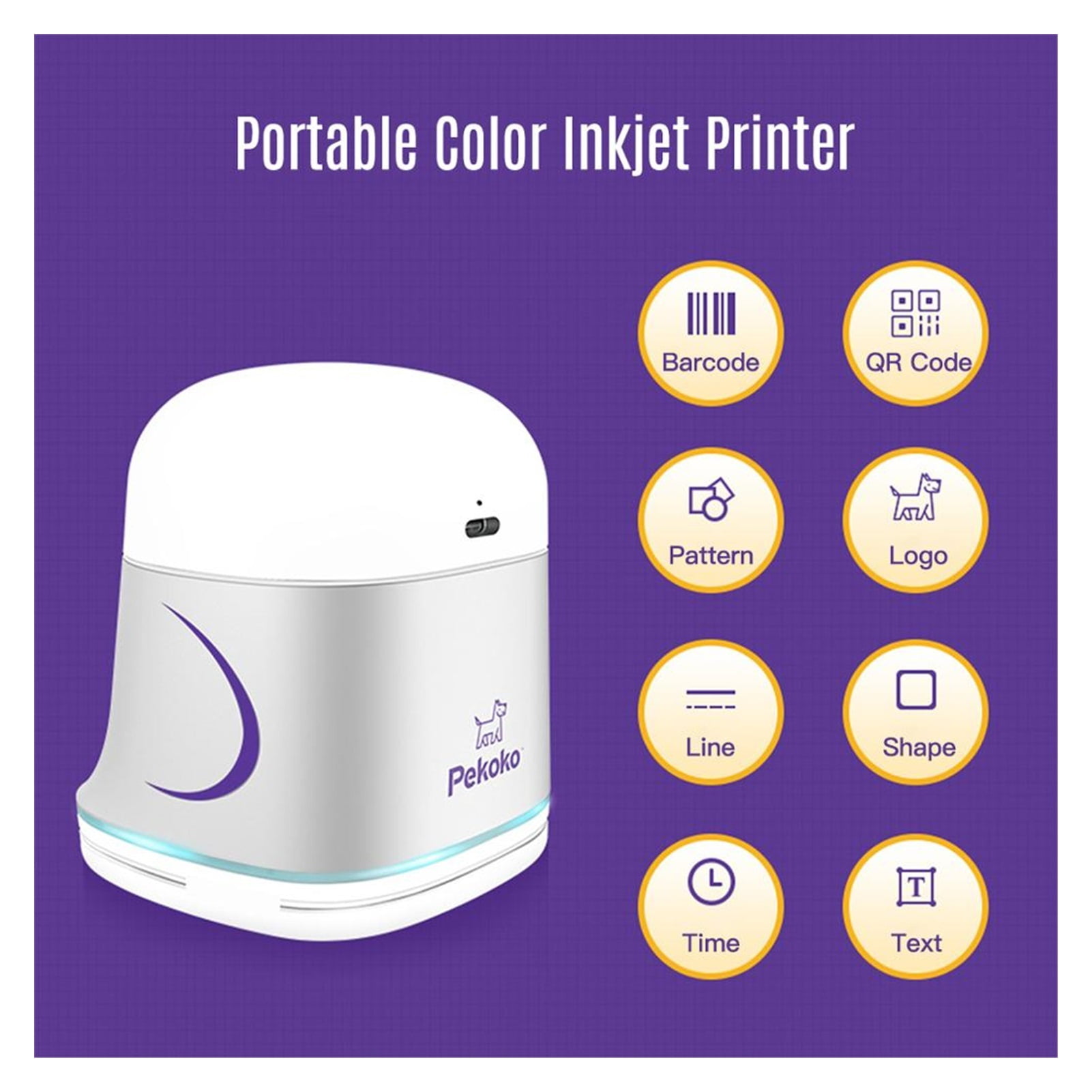 Portable Color Inkjet Printer Handheld Printer Support 1200dpi Wireless Connection Compatible Smartphone ,Easy to Use