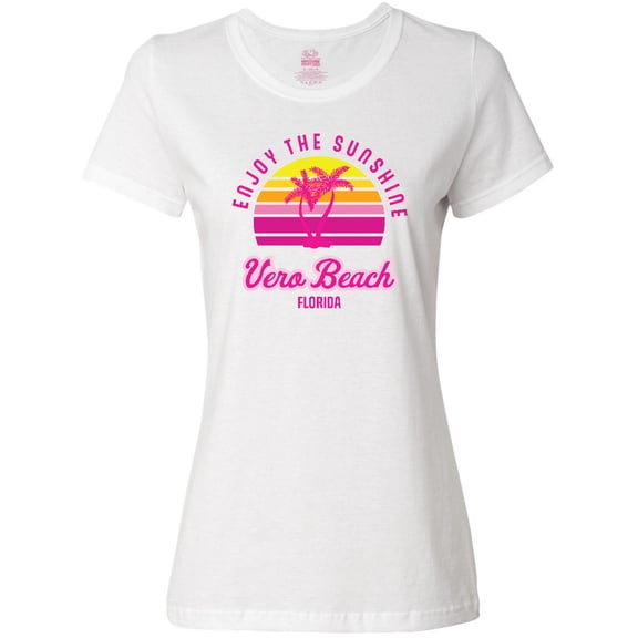 Inktastic Summer Enjoy the Sunshine Vero Beach Florida in Pink Women's T-Shirt