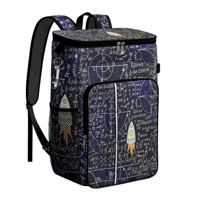 Scientific Knowledge Insulated Backpack Cooler, Leakproof Lunch Bag with Laboratory and Formula Design for Students