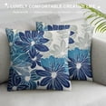 thumbnail image 3 of Awypu Navy Blue Dahlia Pillow Covers 18X18 Inch Gray Grey Beige Tan Geometric Floral Elegant Line Print Pillow Case Outdoor Farmhouse Square Cushion Cover Home Decor for Sofa Couch Bed, 3 of 5