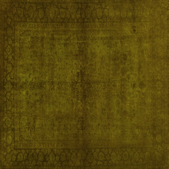 Ahgly Company Indoor Square Abstract Yellow Contemporary Area Rugs, 8' Square