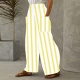 thumbnail image 4 of Ashirexll Pants for Women, Wide Leg Pants Woman, Fashion Plaid Printed Loose Casual Pants Summer Elastic Waist and Wide Leg Pants with Pockets, 4 of 5