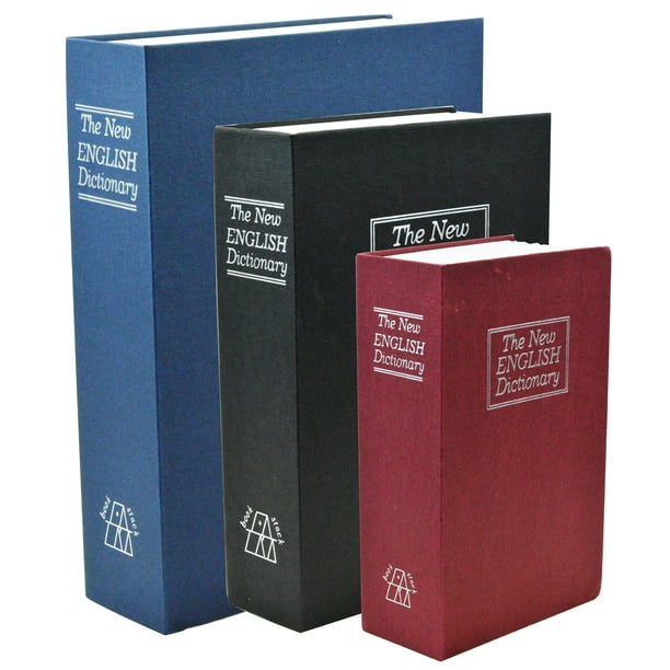 New English Dictionary Hidden Secret Diversion Lock Box Book Safe, Set
