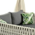 thumbnail image 3 of Outdoor Patio Daybed with Canopy Curtains, Rubber Core Rope Weaving Lounger Sunbed with Cushions and Pillows, for Porch, Yard, Garden, Poolside, Gray+Beige, 3 of 9