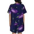 thumbnail image 3 of Bixox Women's Eggplant Printed Pajama Set 2 Piece Lounge Set Top and Shorts Soft Pajamas, Shorts with Pockets, 3 of 7