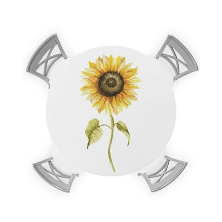 

Round Tablecloth with Elastic Farmhouse Sunflower Waterproof Stain-proof Table Cover Wipeable Fitted Table Cloths for 45 -54 Round Tables Dining Kitchen