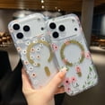 thumbnail image 3 of For iPhone 17 Pro Max Phone Case,Fresh Floral Print Back Design,Crystal Transparent,Compatible With Wireless Charging,Ultra Slim Shockproof Anti-fall Anti-Scratch,Thin Fit Phone Case,E, 3 of 10