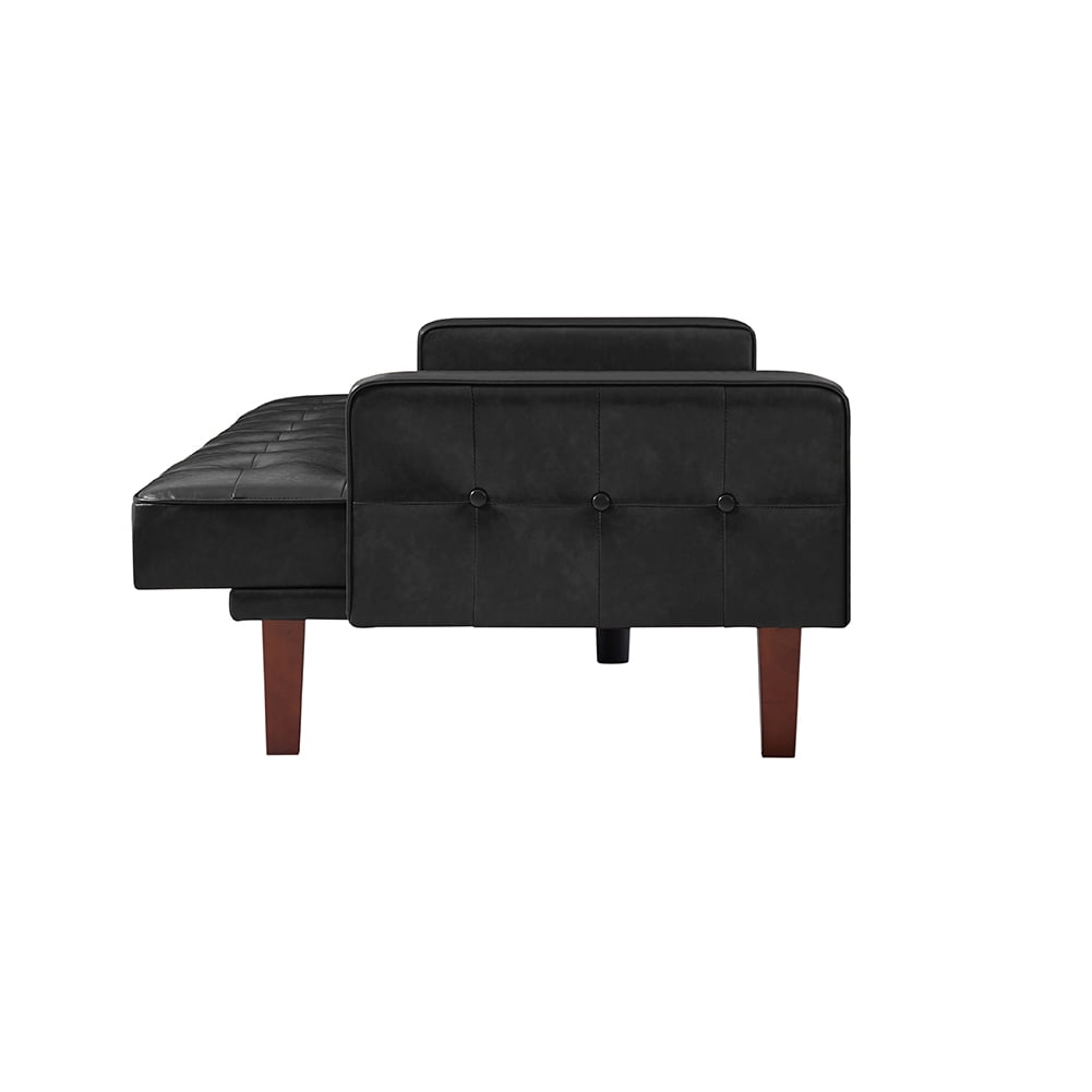 Resenkos 75" PU Leather Sleeper Sofa Bed Convertible Loveseat Futon Folding Sleeper Sofa Bed Black