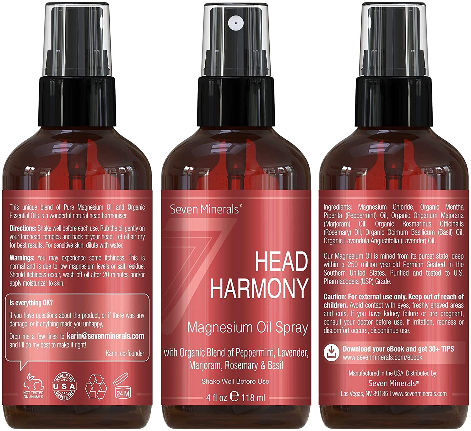 Migraine Relief Spray - Magnesium Oil Blend with Essential Oils - by Seven Minerals