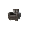 thumbnail image 2 of HomeRoots 521345 38 x 36 x 35 in. Brown Faux Leather Tufted Convertible Chair, 2 of 3