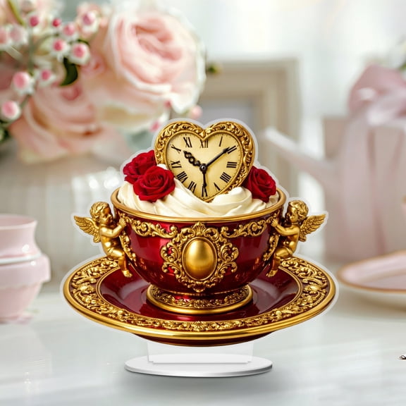 Valentine's Day Themed Decorative Teacups Gifts for Couples Love Tea Cup Acrylic Ornaments